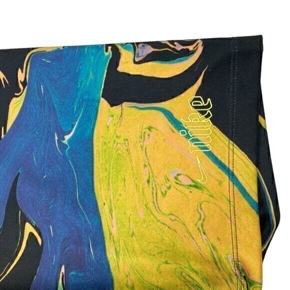 Nike Dri Fit Shorts Womens Small Black Blue Tight Fit Running Pull On Bike Short - Picture 3 of 12